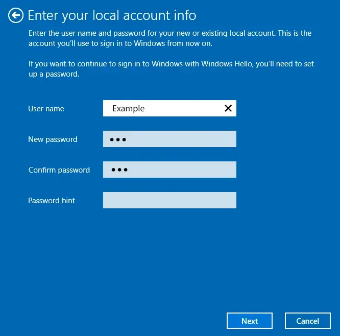 ایجاد رمز و نام کاربری برای ساخت اکانت محلی در سیستم عامل ویندوز 10